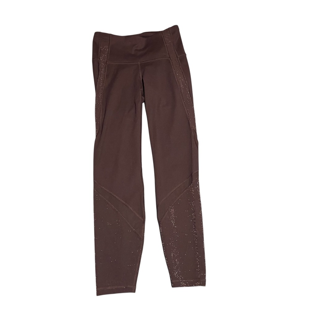 All‎ In Motion Women Brown Glitter Mesh High Waisted Athletic Leggings Small
